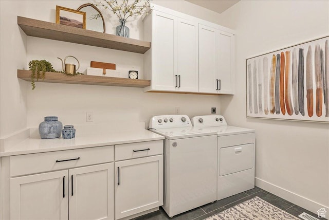 1901 S Sawmill Blvd E Unit 415, Heber City, UT 84032 - laundry area featuring cabinets, separate washer and dryer, and dark tile patterned floors