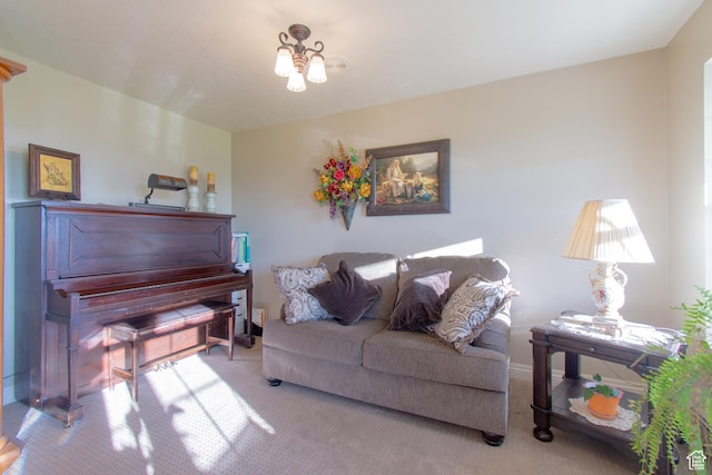560 N 400 W, Smithfield, UT 84335 - living room featuring carpet floors and an inviting chandelier