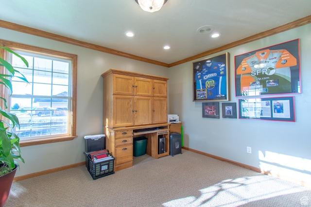 560 N 400 W, Smithfield, UT 84335 - carpeted office featuring recessed lighting, baseboards, and ornamental molding