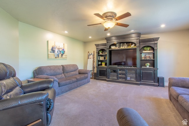 560 N 400 W, Smithfield, UT 84335 - carpeted living area with a ceiling fan and recessed lighting