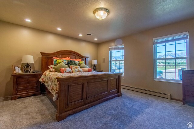 560 N 400 W, Smithfield, UT 84335 - carpeted bedroom featuring a baseboard heating unit, baseboards, visible vents, and recessed lighting