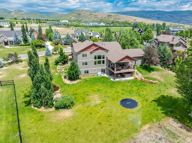 drone / aerial view with a mountain view