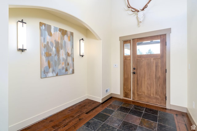foyer featuring dark hardwood / wood-style flooring