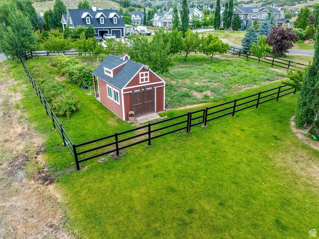 drone / aerial view with a rural view