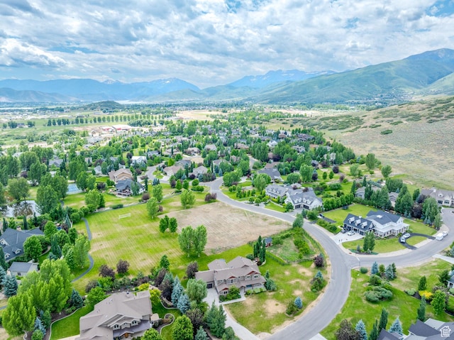 aerial view with a mountain view