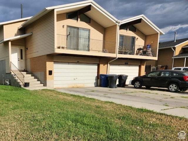 4744 S Xanadu Cir, Taylorsville, UT 84123 - exterior space with a balcony, a yard, and a garage