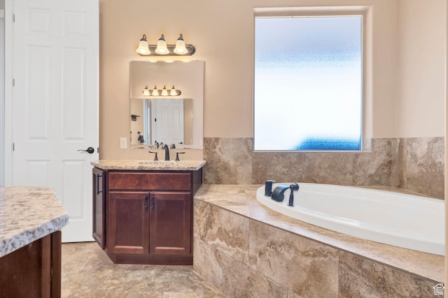 1536 S Cliff Dr, Apple Valley, UT 84737 - bathroom with a relaxing tiled tub and vanity