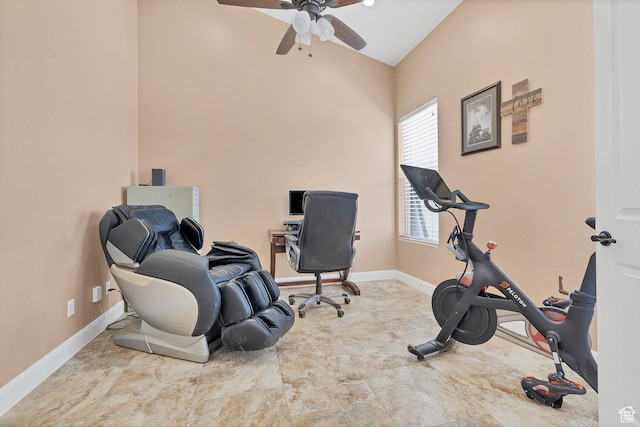 1536 S Cliff Dr, Apple Valley, UT 84737 - workout area with vaulted ceiling and ceiling fan