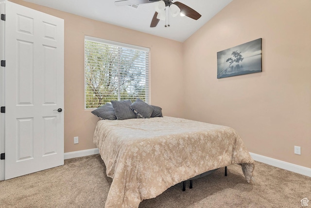 1536 S Cliff Dr, Apple Valley, UT 84737 - carpeted bedroom with ceiling fan and vaulted ceiling