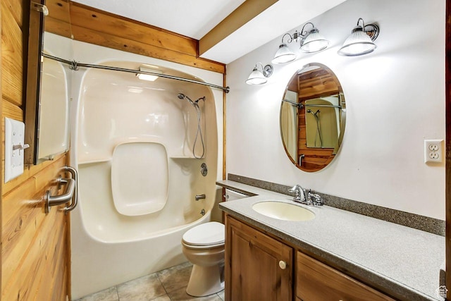 11996 S 3600 W, Riverton, UT 84065 - full bath featuring toilet, shower / bath combination, vanity, and tile patterned floors