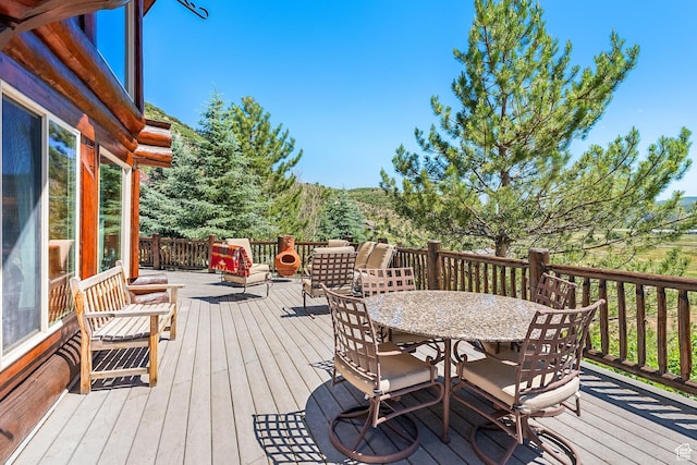 6690 N State Road 32, Peoa, UT 84061 - wooden terrace featuring outdoor dining area
