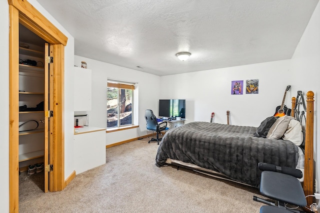 6690 N State Road 32, Peoa, UT 84061 - bedroom featuring baseboards, light colored carpet, and a textured ceiling