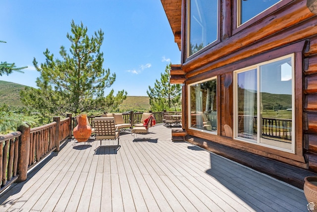 6690 N State Road 32, Peoa, UT 84061 - wooden terrace with a mountain view