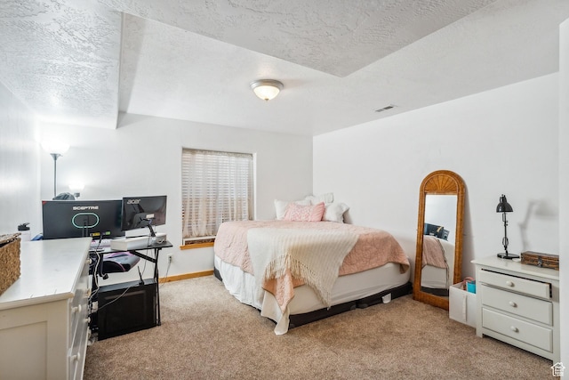 6690 N State Road 32, Peoa, UT 84061 - bedroom featuring visible vents, light carpet, and a textured ceiling