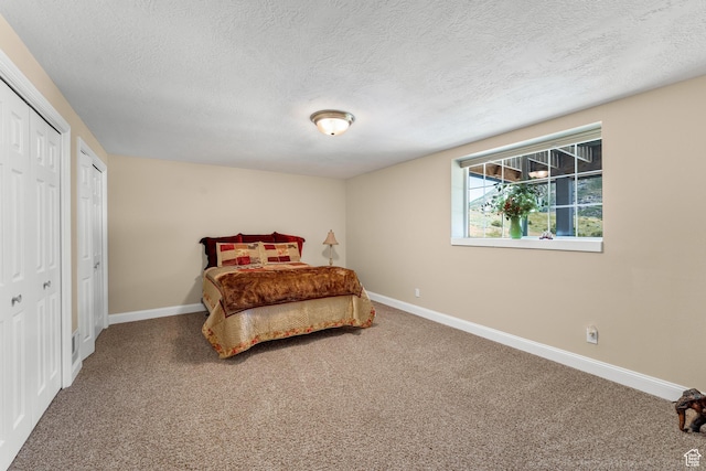 9065 Meadow Dr, Sundance, UT 84604 - bedroom with a textured ceiling, carpet, multiple closets, and baseboards