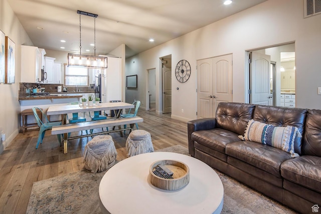 living room featuring light hardwood / wood-style flooring