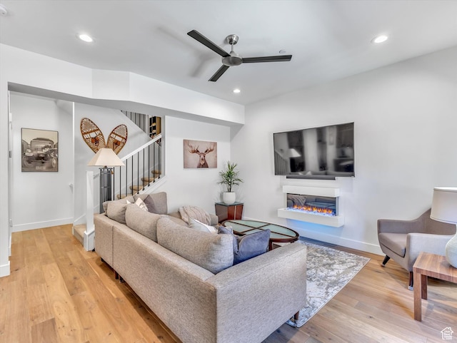 8257 N Sandalwood Ln, Park City, UT 84098 - living room with hardwood / wood-style floors and ceiling fan
