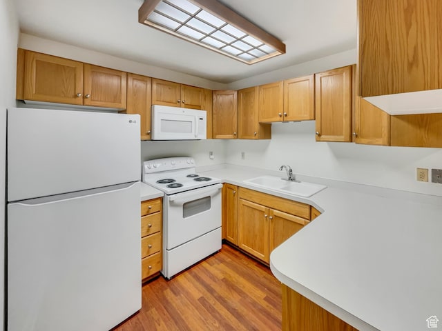 1227 Riverside Ave Unit 50, Provo, UT 84604 - kitchen featuring sink, white appliances, and light hardwood / wood-style floors