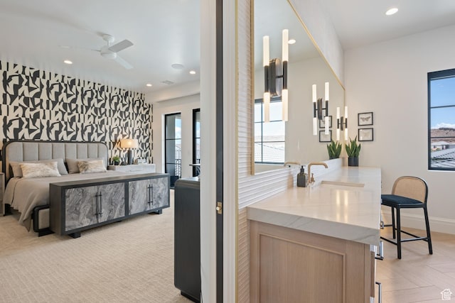 3905 S Quarry Ridge Dr, St George, UT 84790 - bedroom with light parquet floors and sink