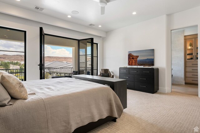 3905 S Quarry Ridge Dr, St George, UT 84790 - carpeted bedroom featuring ceiling fan and access to outside