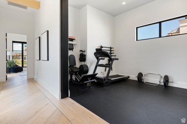 3905 S Quarry Ridge Dr, St George, UT 84790 - exercise room featuring light hardwood / wood-style floors