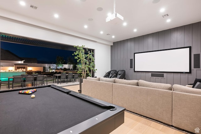 3905 S Quarry Ridge Dr, St George, UT 84790 - home theater room featuring light hardwood / wood-style flooring and billiards