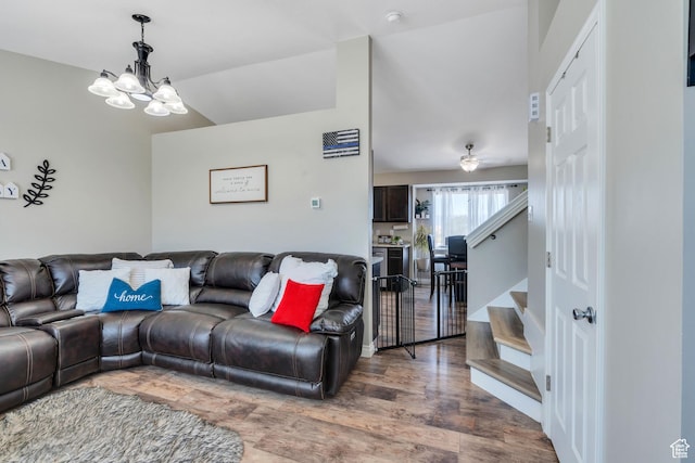 living room with dark hardwood / wood-style floors
