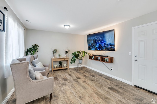 living area featuring hardwood / wood-style floors