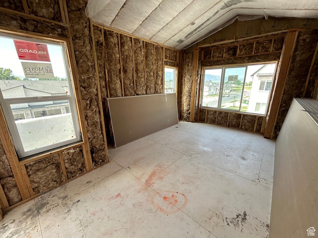 misc room featuring lofted ceiling