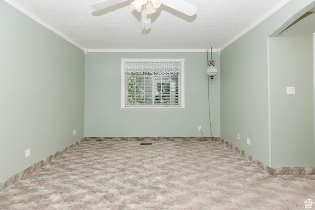 596 Eagle Dr, Preston, ID 83263 - empty room featuring ceiling fan, ornamental molding, and a textured ceiling