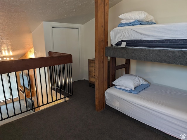 2176 S Bear Lake Blvd S Unit 452, Garden City, UT 84028 - bedroom with lofted ceiling, dark colored carpet, and a textured ceiling