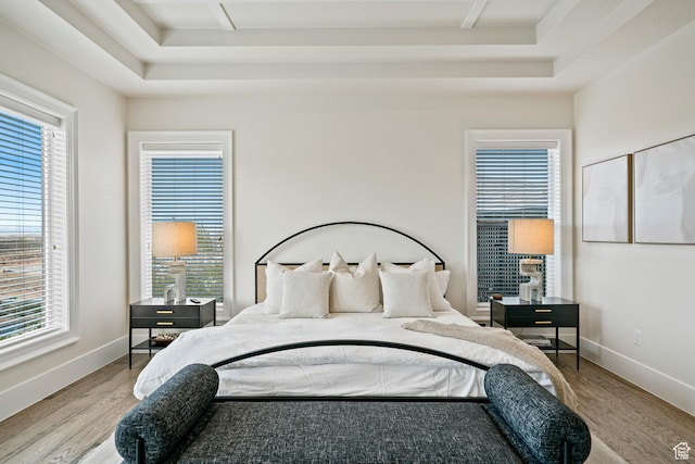 6026 S Zen Trail Way, St George, UT 84790 - bedroom with a raised ceiling and light wood-type flooring