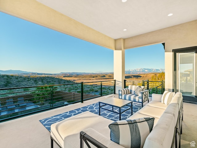 6026 S Zen Trail Way, St George, UT 84790 - balcony featuring a mountain view and an outdoor hangout area