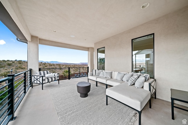 6026 S Zen Trail Way, St George, UT 84790 - view of patio with a mountain view, an outdoor hangout area, and a balcony