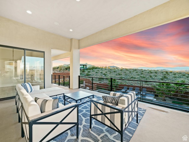 6026 S Zen Trail Way, St George, UT 84790 - balcony at dusk with an outdoor hangout area