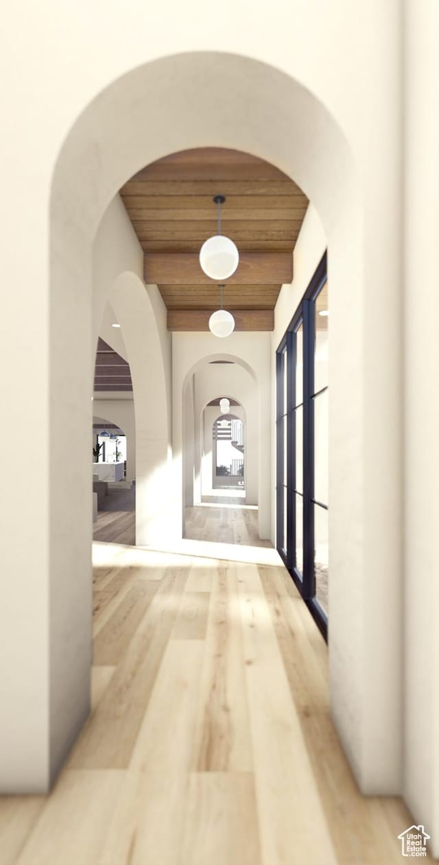 1272 N Hillside Way, Santa Clara, UT 84765 - hallway featuring hardwood / wood-style floors and beam ceiling