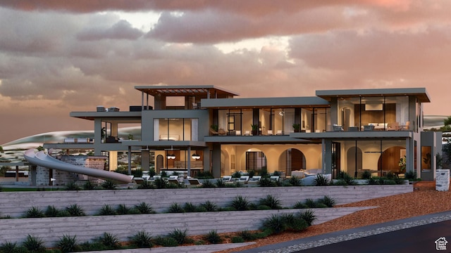 1272 N Hillside Way, Santa Clara, UT 84765 - back house at dusk with a balcony