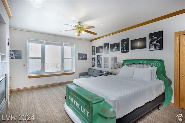 223 Hunter Ridge Rd Unit B303, Brian Head, UT 84719 - bedroom featuring crown molding, carpet flooring, and ceiling fan