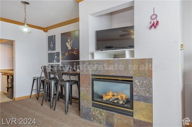 223 Hunter Ridge Rd Unit B303, Brian Head, UT 84719 - interior space featuring ornamental molding and a fireplace
