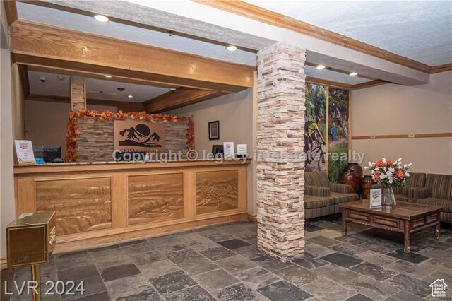 223 Hunter Ridge Rd Unit B303, Brian Head, UT 84719 - reception with ornate columns