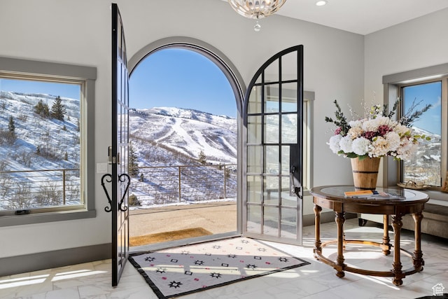 1310 Mellow Rd, Park City, UT 84060 - entryway with a mountain view, marble finish floor, and plenty of natural light