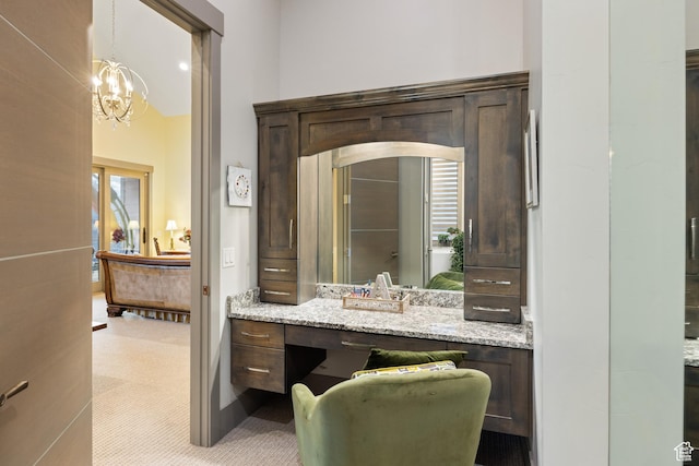 1310 Mellow Rd, Park City, UT 84060 - bathroom featuring a chandelier and vanity