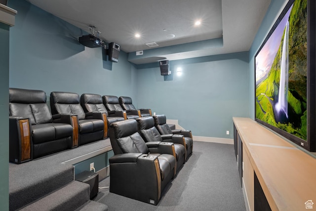 1310 Mellow Rd, Park City, UT 84060 - home theater room featuring baseboards, carpet, and recessed lighting