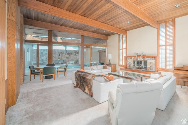 975 N 1600 E, Logan, UT 84321 - carpeted living room featuring wooden ceiling and beam ceiling