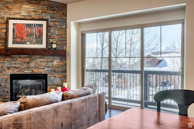 14160 N Council Fire Trl, Heber City, UT 84032 - living room with wood finished floors and a fireplace