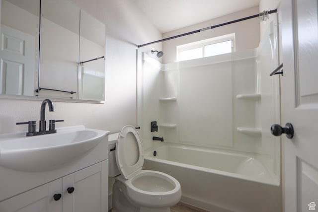 full bathroom with vanity, toilet, and shower / bath combination