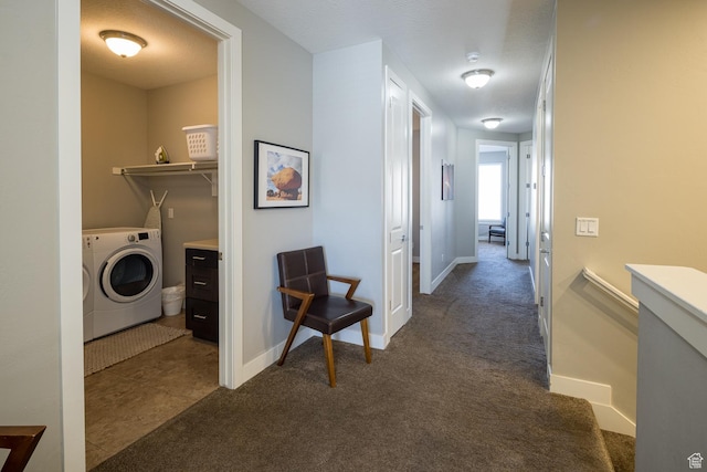 635 W 0470 N, Moab, UT 84532 - hall featuring washer / dryer and dark colored carpet