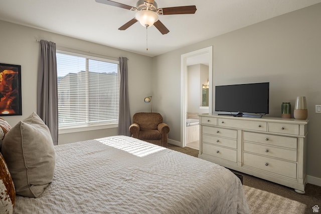 635 W 0470 N, Moab, UT 84532 - bedroom with ceiling fan, ensuite bathroom, and carpet flooring