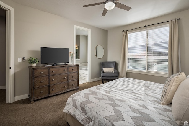 631 W 470 N, Moab, UT 84532 - carpeted bedroom with ceiling fan and connected bathroom