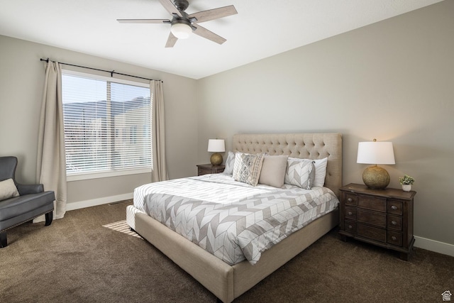 631 W 470 N, Moab, UT 84532 - bedroom with ceiling fan and dark colored carpet